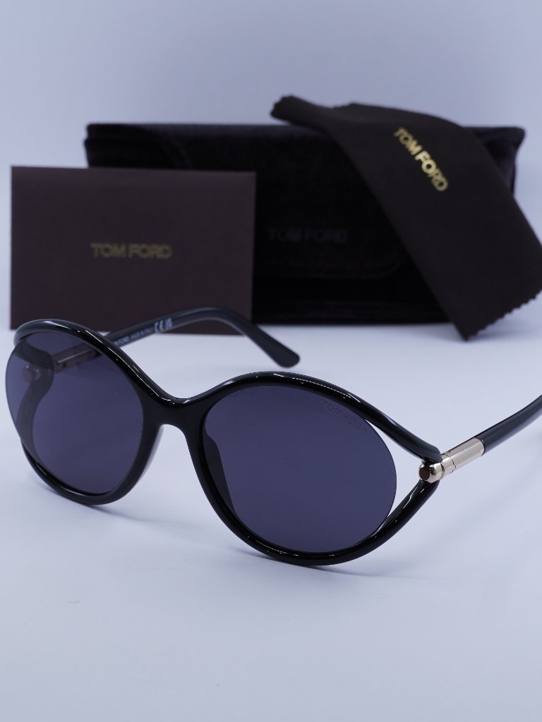 Tom Ford Melody Ft1090 01a Geometric Sunglasses - Shiny Black/Smoke